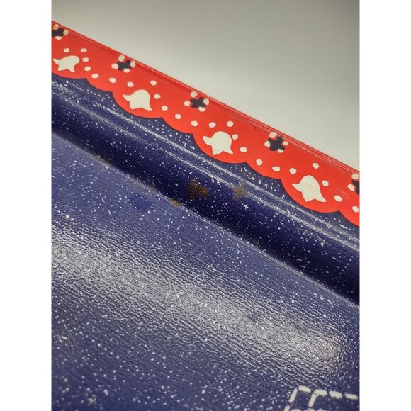 Vintage Denim Blue Jeans Red Bandana Rectangular Folding Metal Tin TV Tray, READ - Picture 5 of 16